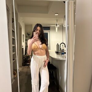 Nasty Gal Mustard Yellow Lace Triangle Bralette